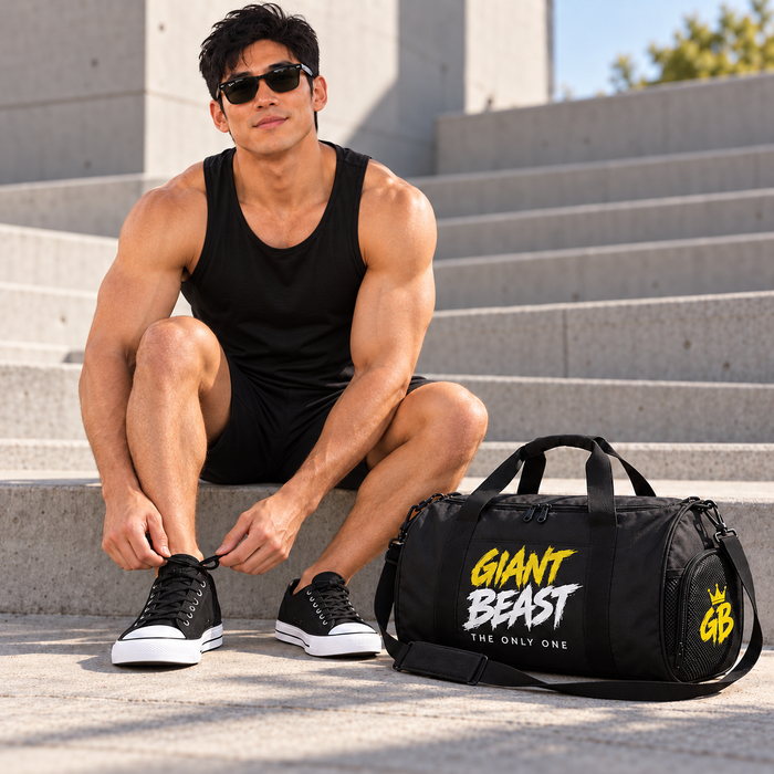 GIANT BEAST – THE ONLY ONE Borsone sportivo | Nero · Giallo/Bianco