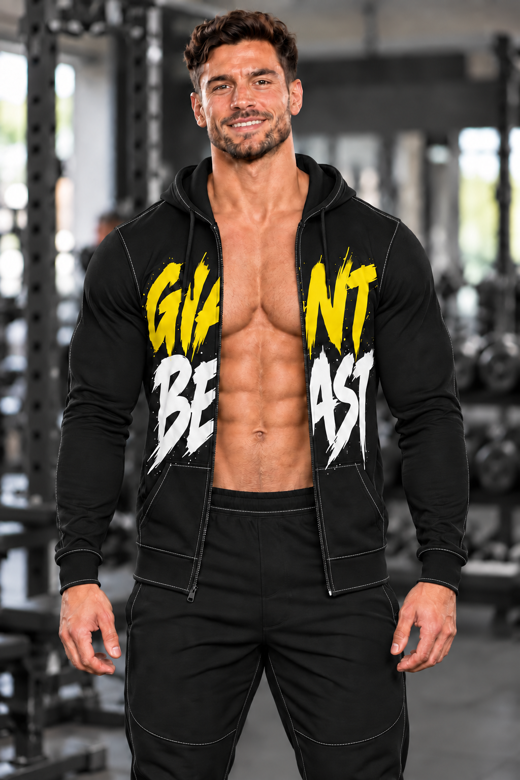 GIANT BEAST — The Only One | Heren Hoodie met Rits Geel/Wit