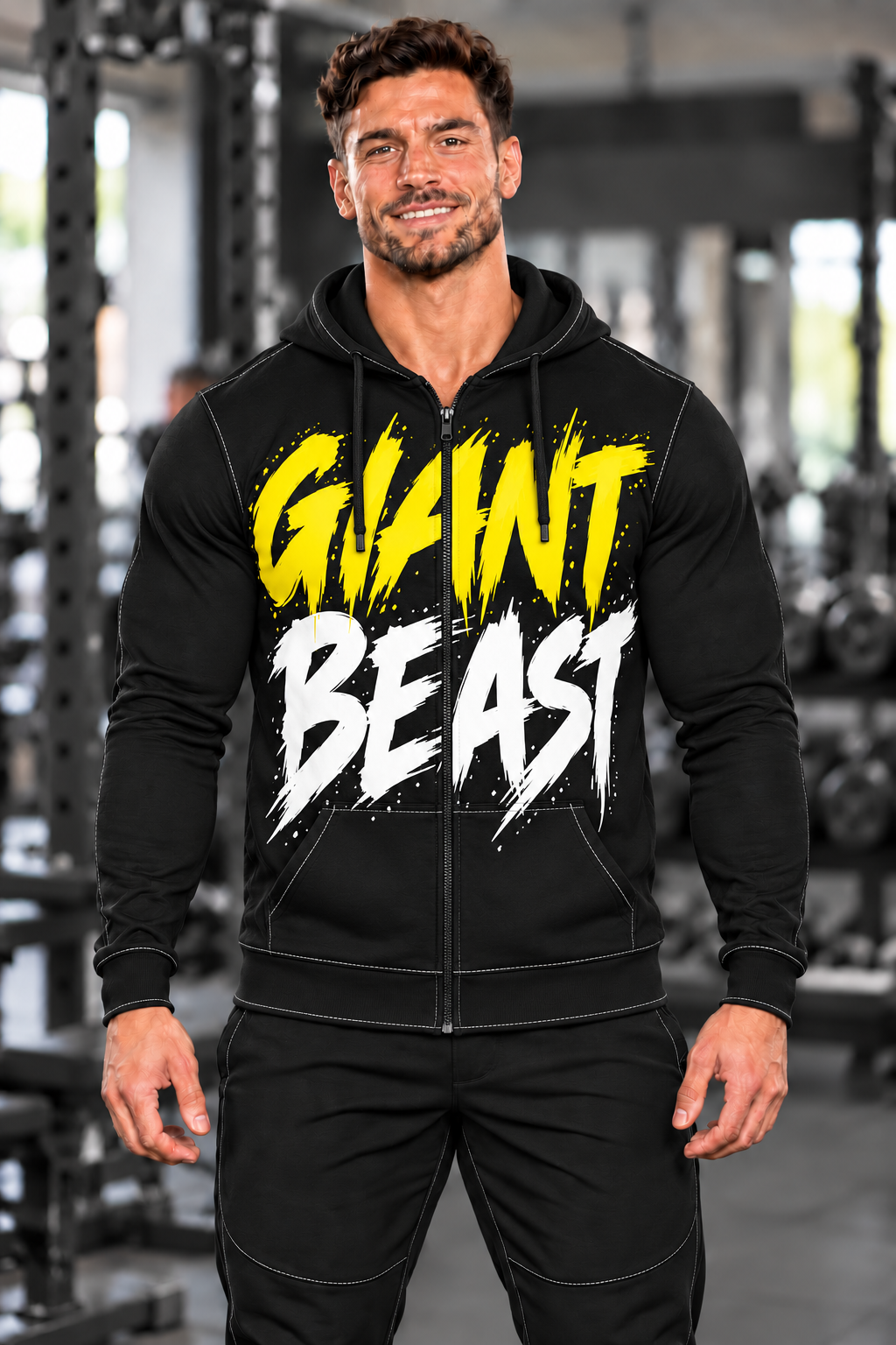 GIANT BEAST — The Only One | Heren Hoodie met Rits Geel/Wit