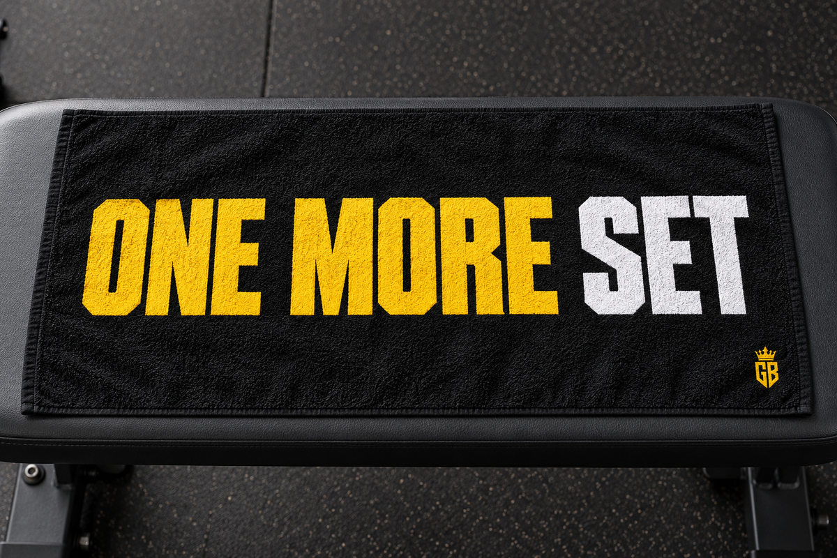 GIANT BEAST – ONE MORE SET Gymhanddoek | Zwart · Geel/Wit