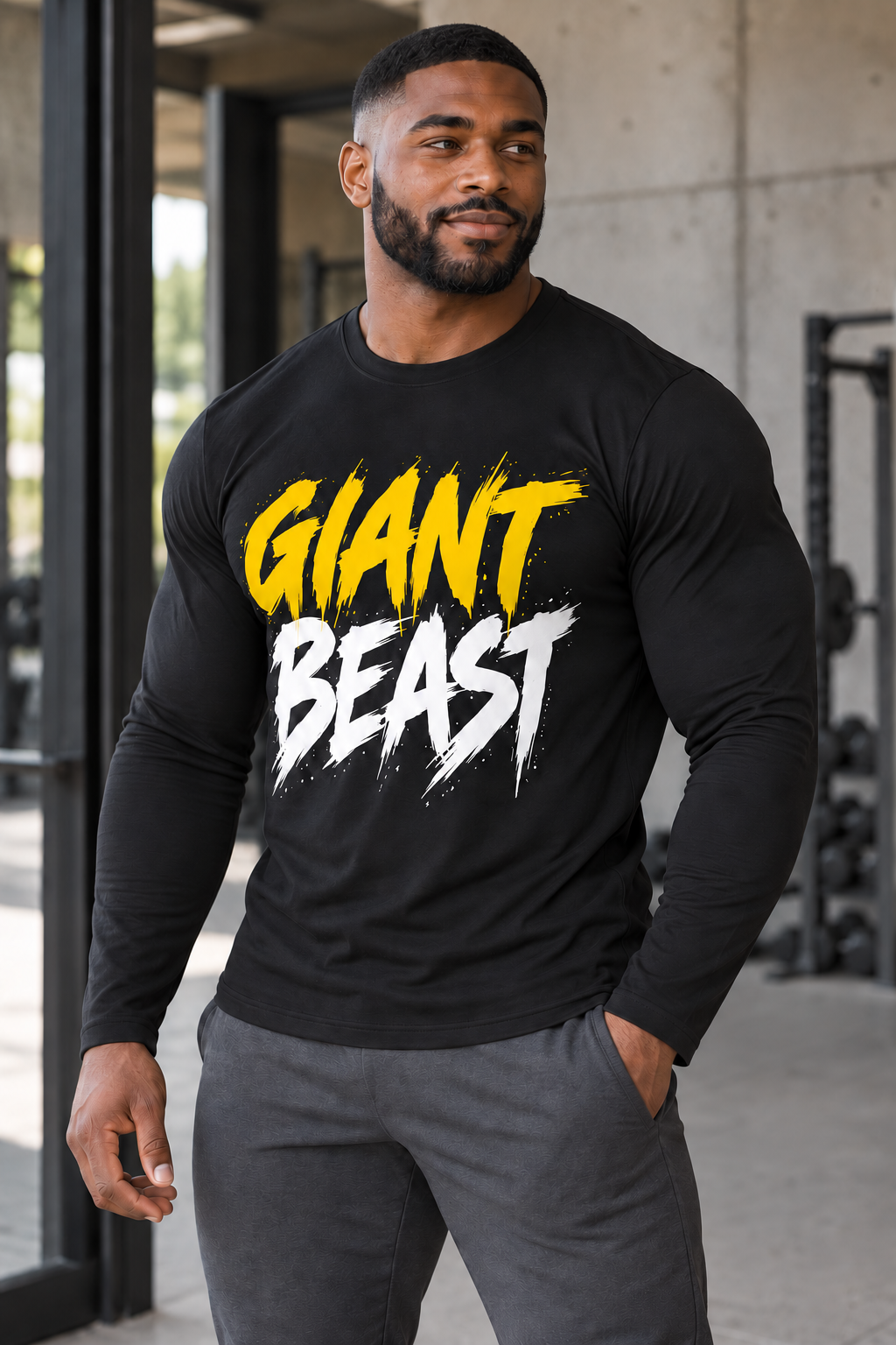 GIANT BEAST — The Only One | Maglia a maniche lunghe da uomo Giallo/Bianco