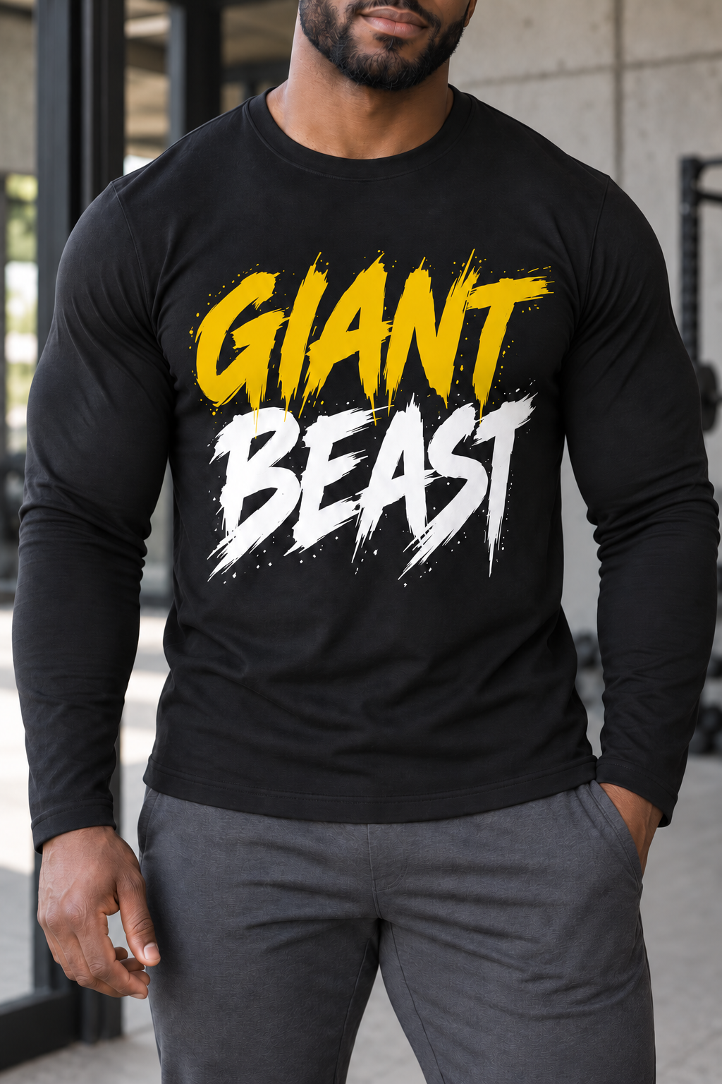 GIANT BEAST — The Only One | Maglia a maniche lunghe da uomo Giallo/Bianco